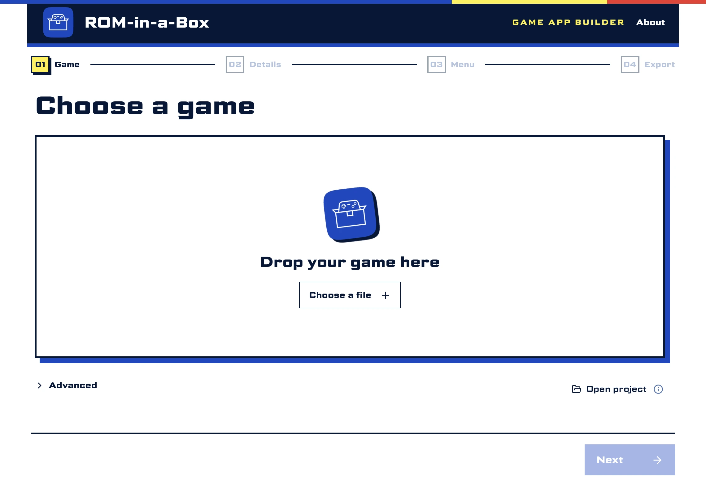 The first step, with a game file being dropped